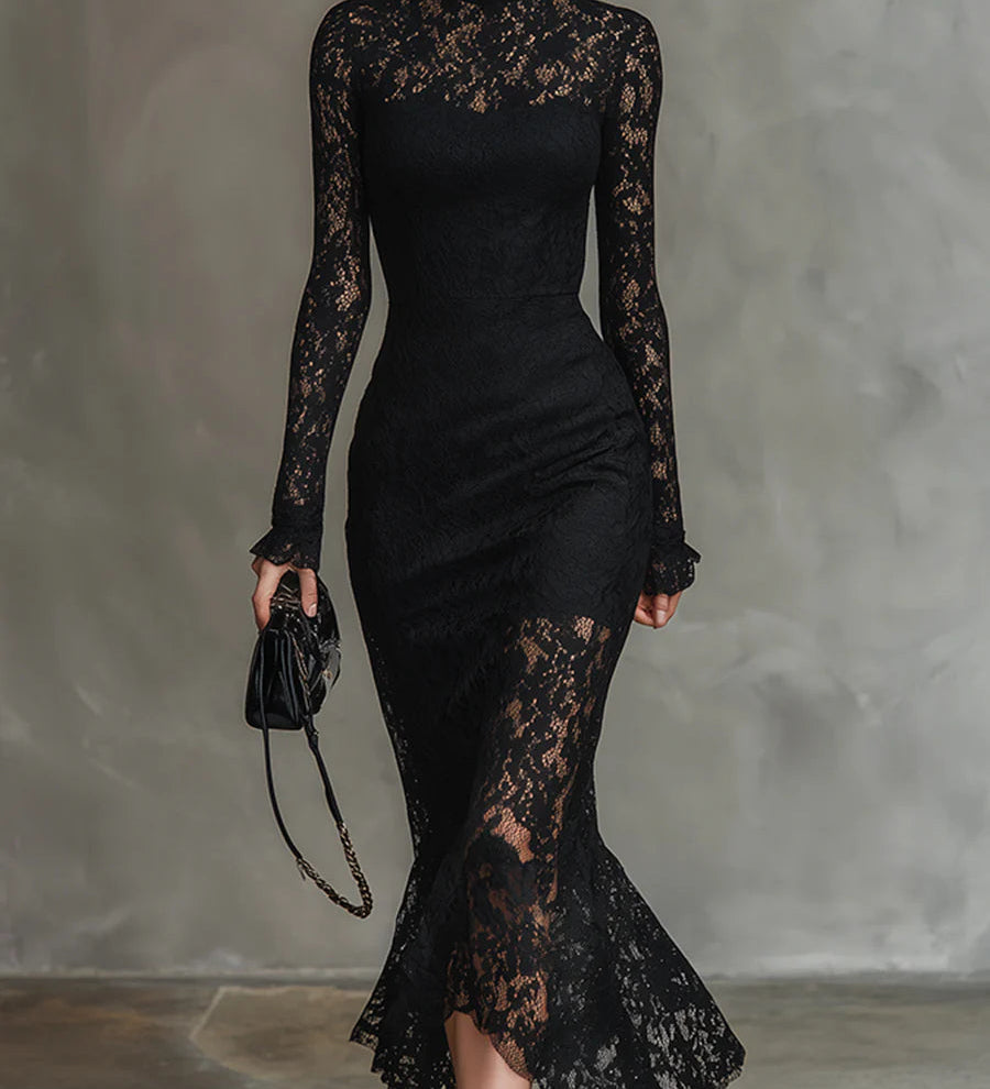 Veronika™ | Musta pitsimaksimekko